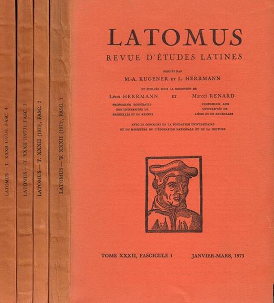 Latomus. Revue D'Etudes Latines Tome Xxxii - copertina