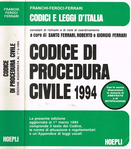 Codice Di Procedura Civile 1994 - copertina