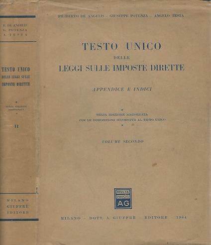 Testo Unico delle leggi sulle imposte dirette Vol. II - copertina