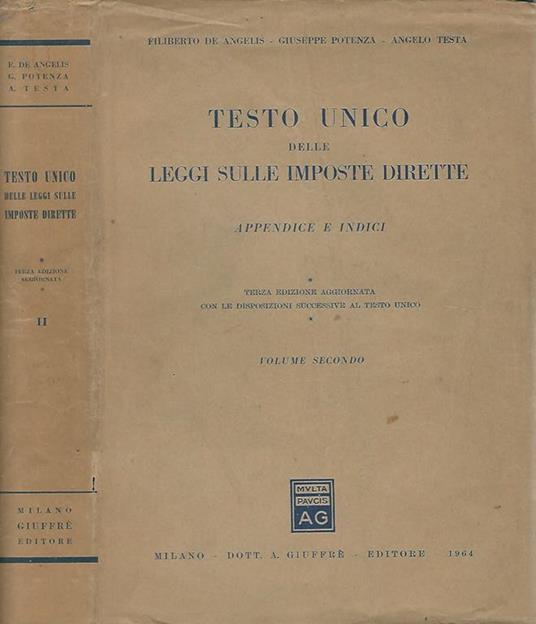 Testo Unico delle leggi sulle imposte dirette Vol. II - copertina