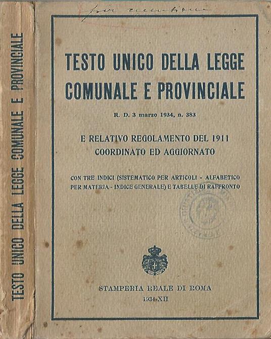 Testo unico della legge comunale e provinciale - copertina