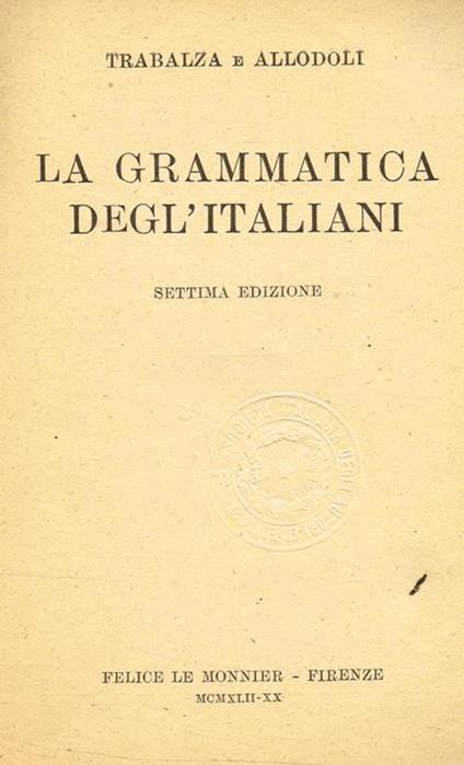 La Grammatica Degl'Italiani - copertina