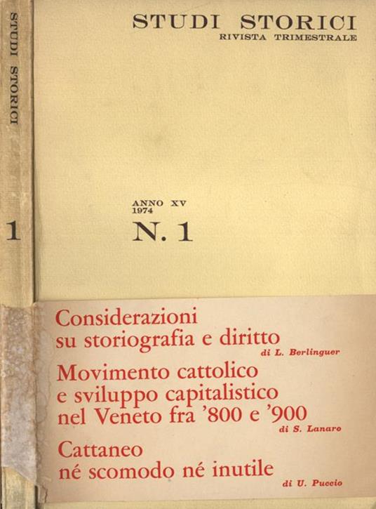 Studi storici Anno XV n. 1 - copertina