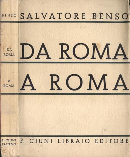 Da Roma a Roma - Salvatore Benso - copertina