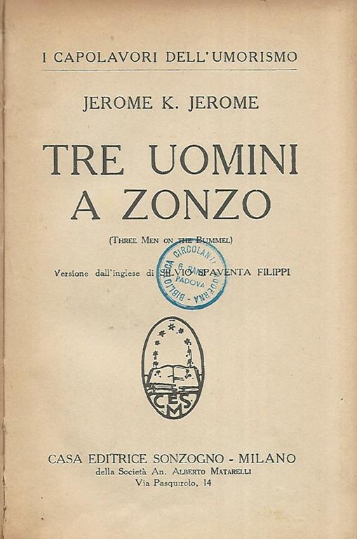 Tre uomini a zonzo. Three Men On The Bummel - Jerome K. Jerome - copertina
