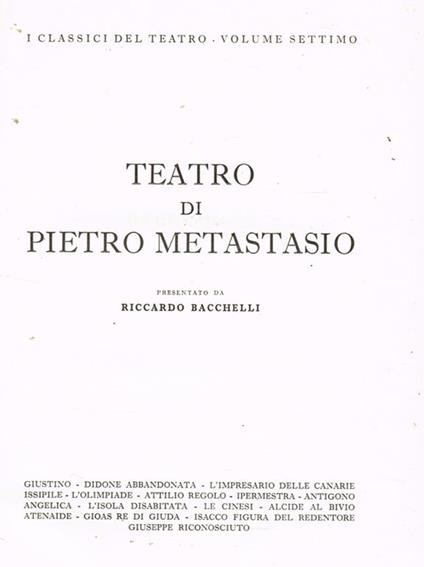 Teatro Di Pietro Metastasio - Pietro Metastasio - copertina
