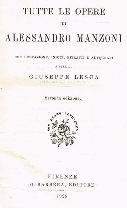 Tutte Le Opere - Alessandro Manzoni - copertina