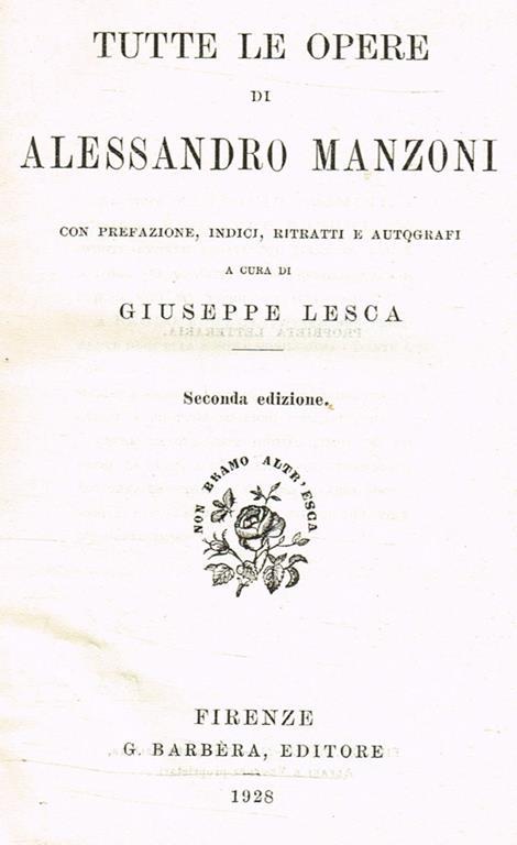 Tutte Le Opere - Alessandro Manzoni - copertina