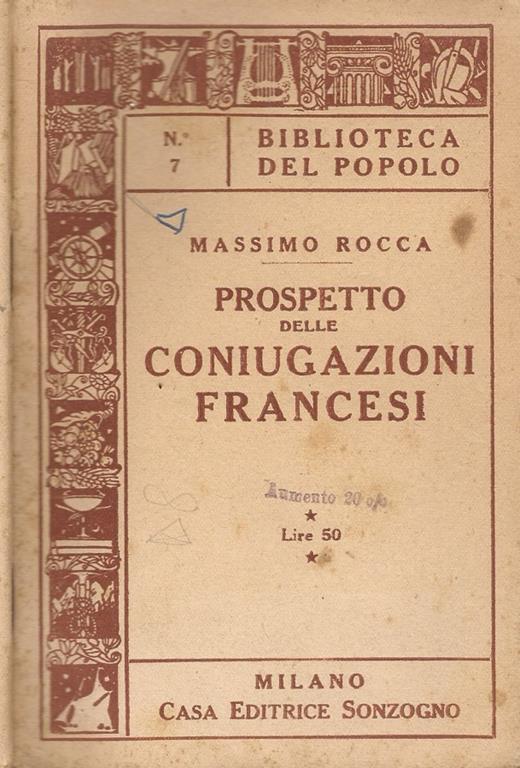 Prospetto delle coniugazioni francesi - Massimo Rocca - copertina