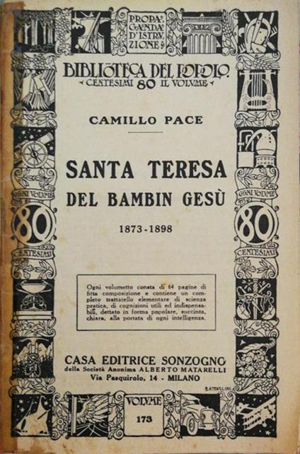 Santa Teresa Del Bambin Gesù. 1873-1898 - Camillo Pace - copertina