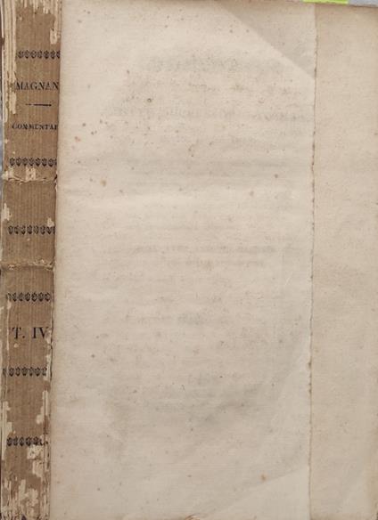 Commentario all'editto successorio toscano del 18 agosto 1814 Tomo IV - Antonio Magnani - copertina