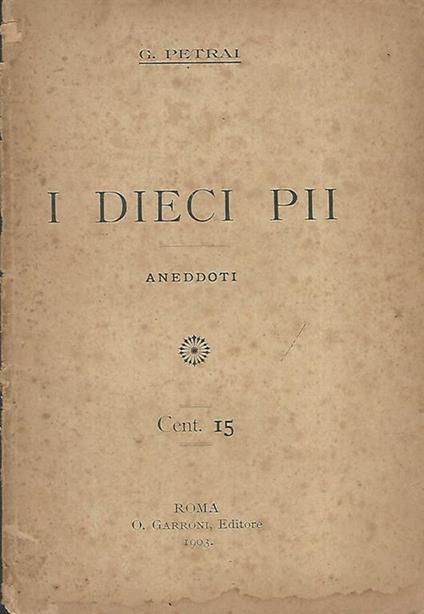 I dieci PII. Aneddoti - Giuseppe Parini - copertina