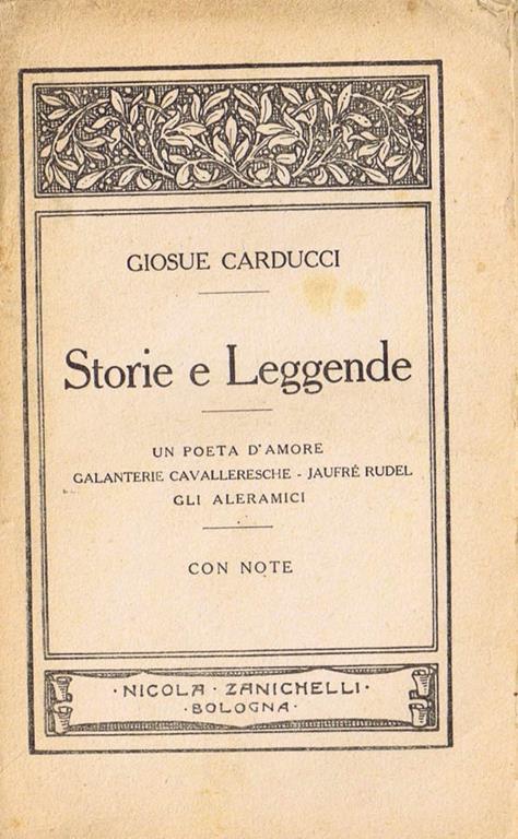 Storie e Leggende - Giosuè Carducci - copertina