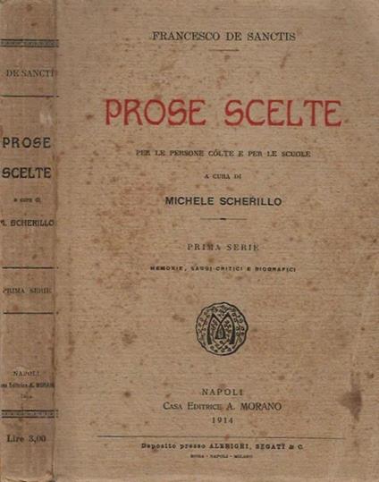 Prose scelte - Francesco De Sanctis - copertina