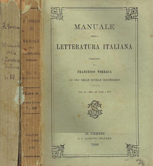 Manuale della Letteratura Italiana (Vol. II e III) - Francesco Torraca - copertina