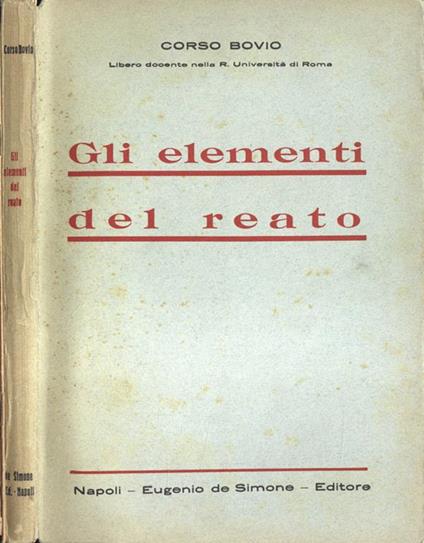 Gli elementi del reato - Corso Bovio - copertina