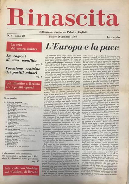 Rinascita ( anno 20 - 1963) - copertina