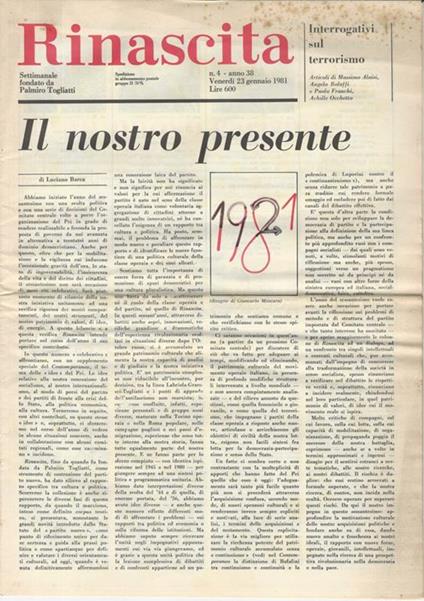 Rinascita ( anno 38 - 1981) - copertina