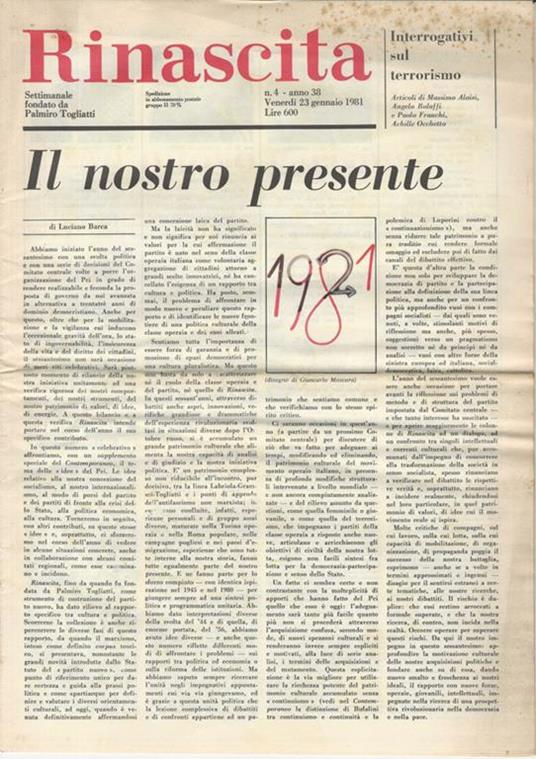 Rinascita ( anno 38 - 1981) - copertina