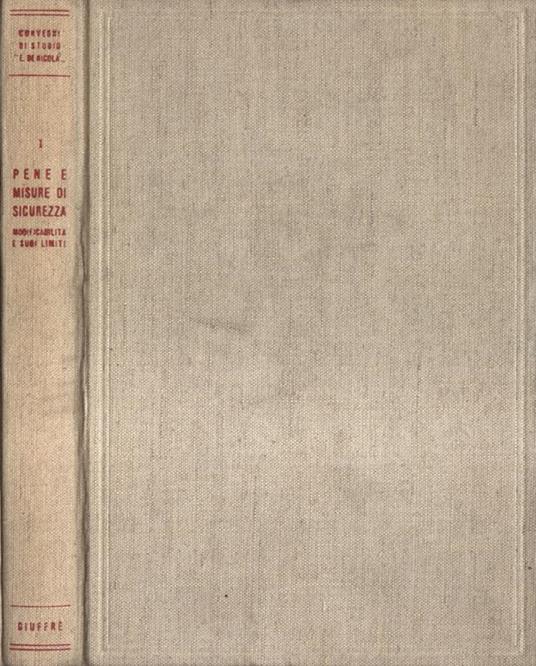 Pene e misure di sicurezza Vol. I - copertina