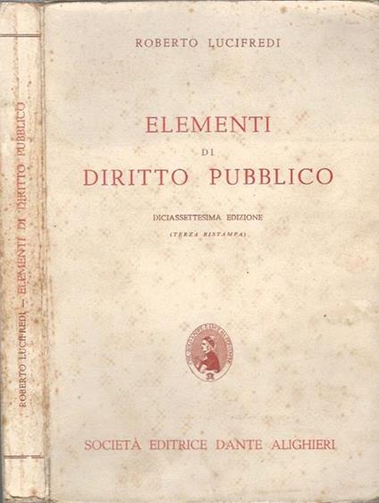 Elementi di diritto pubblico - Roberto Lucifredi - copertina