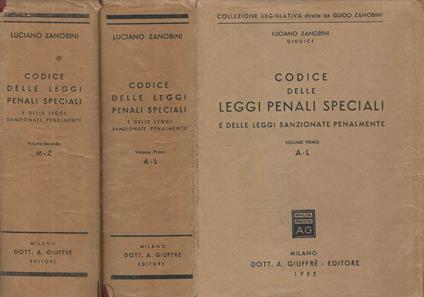 Codice delle Leggi penali speciali - Luciano Zanobini - copertina