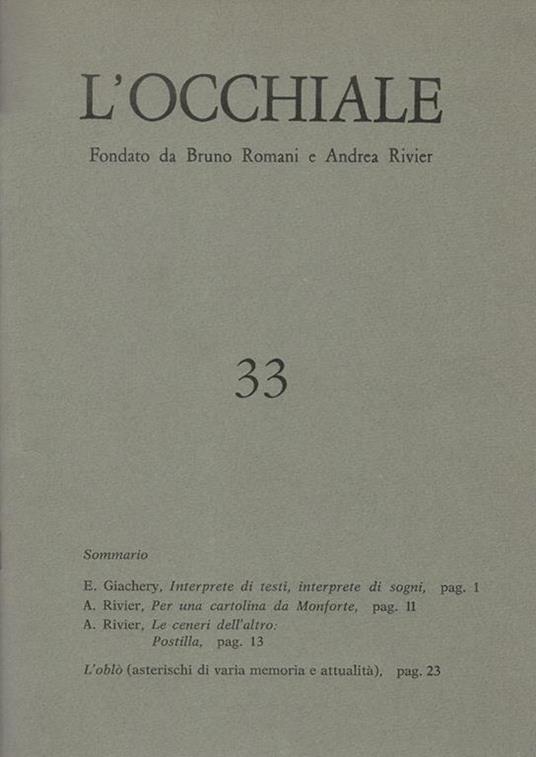 L' occhiale N° 33 - Bruno Romani - copertina