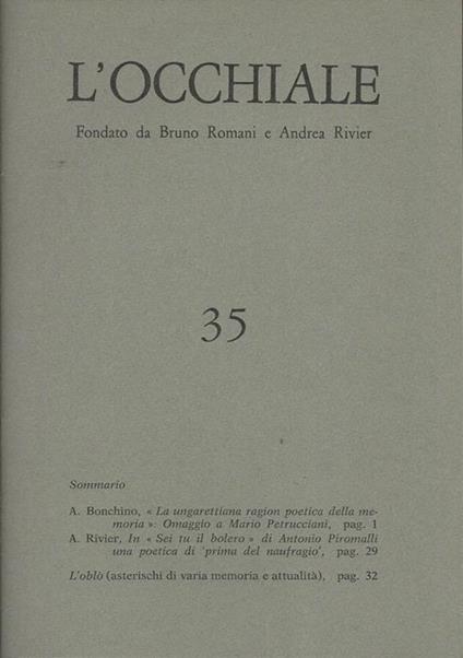 L' Occhiale N° 35 - Bruno Romani - copertina