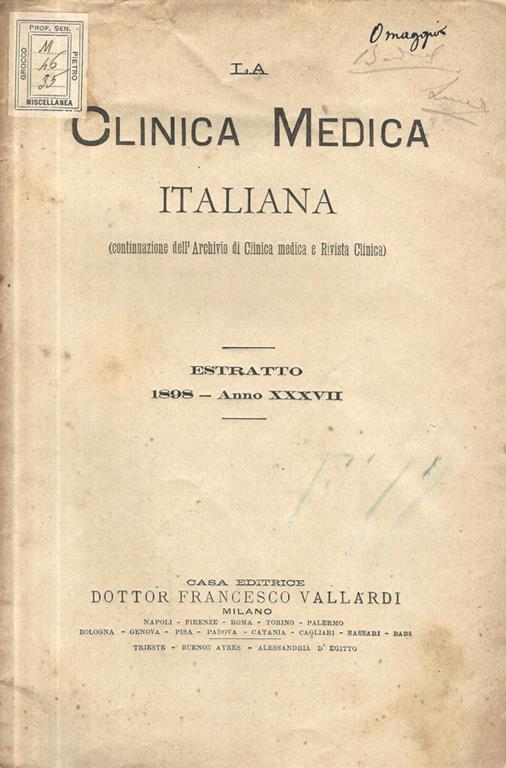Su di una special forma di cardiopalmo nervoso caratterizzata da variazioni di frequenza successive, irregolari o periodoche, del ritmo cardiaco (tachicardia essenziale parossistica incipiente o frusta?). Osservazioni - B. Silva - copertina