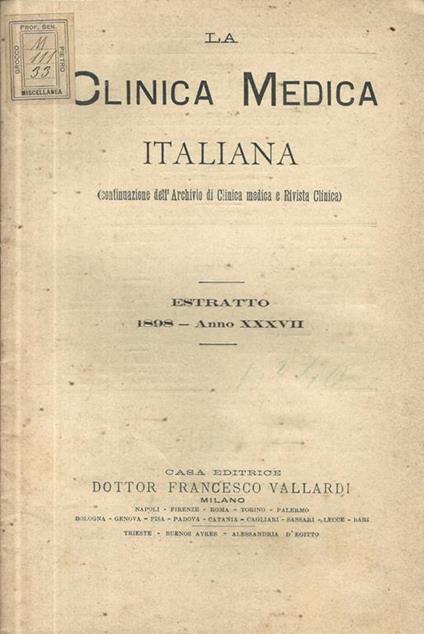 L' immagine visiva cerebrale nei soggetti isterici. Ricerche ed Osservazioni - Adamo Moscucci - copertina