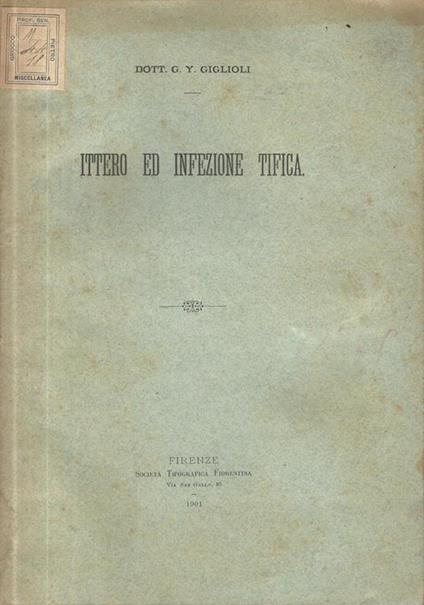 Ittero ed infezione tifica - copertina
