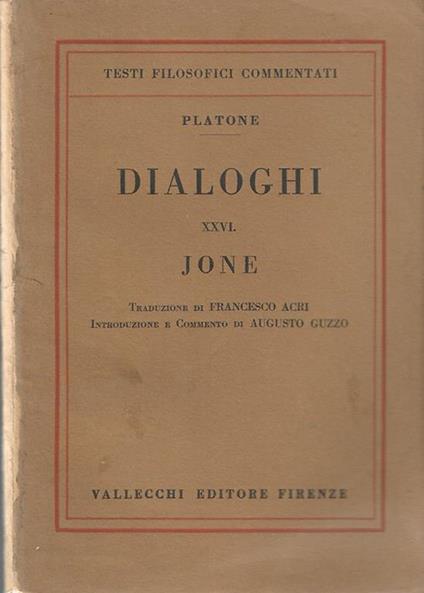 Dialoghi. XXVI. Jone - Platone - copertina