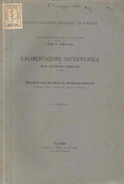 L' alimentazione sottocutanea - Antonio Corradi - copertina