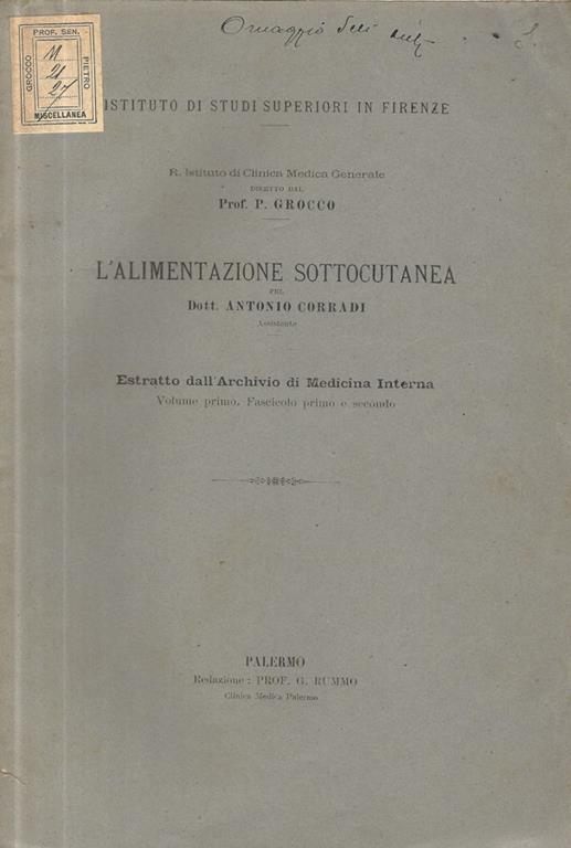 L' alimentazione sottocutanea - Antonio Corradi - copertina