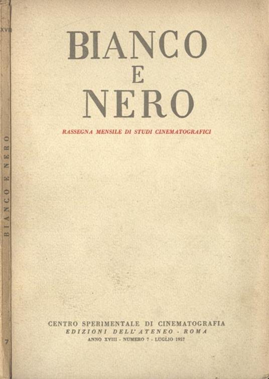 Bianco e Nero Anno XVIII n. 7 - copertina