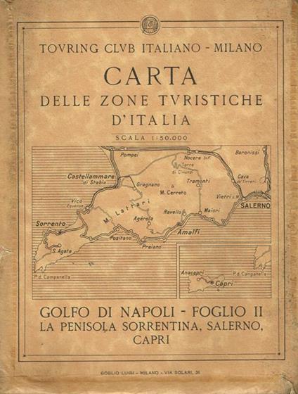 Carta delle zone turistiche d'italia. Golfo di Napoli-foglio III. L Penisola Sorrentina, Salerno, Capri - copertina