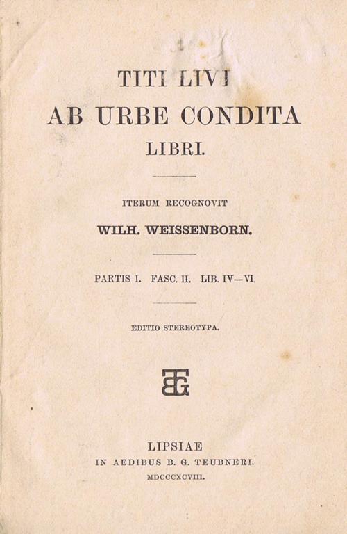 Ab Urbe Condita Libri (Partis I) - Tito Livio - copertina