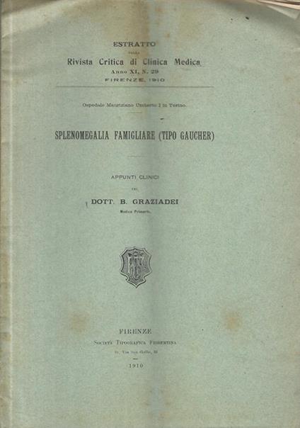 Splenomegalia famigliare (tipo Gaucher) - B. Graziadei - copertina