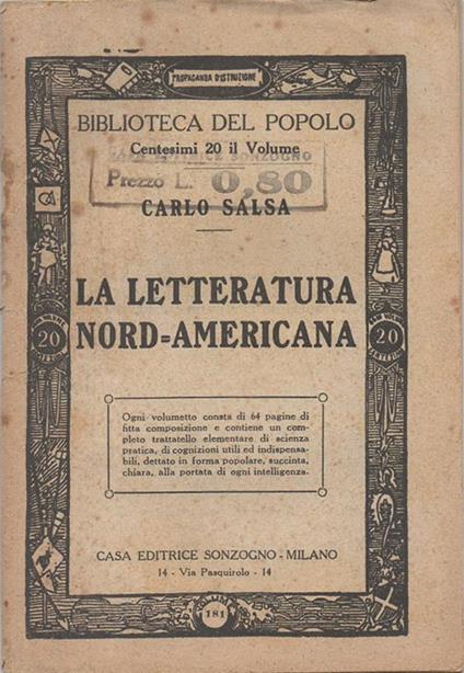 La letteratura Nord-Americana - Carlo Salsa - copertina