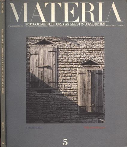 Materia n. 5. Rivista d' architettura - copertina