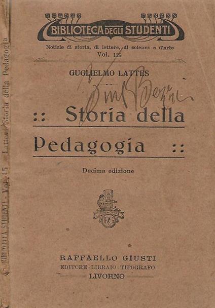 Storia della Pedagogia - copertina