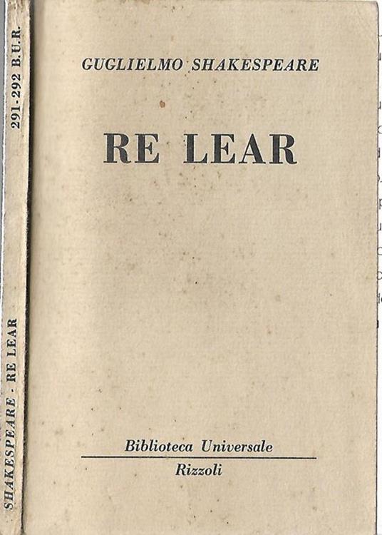 Re Lear - William Shakespeare - copertina