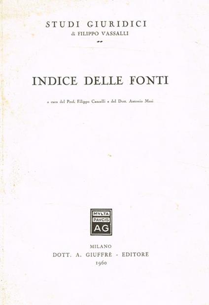 Indice delle fonti - copertina