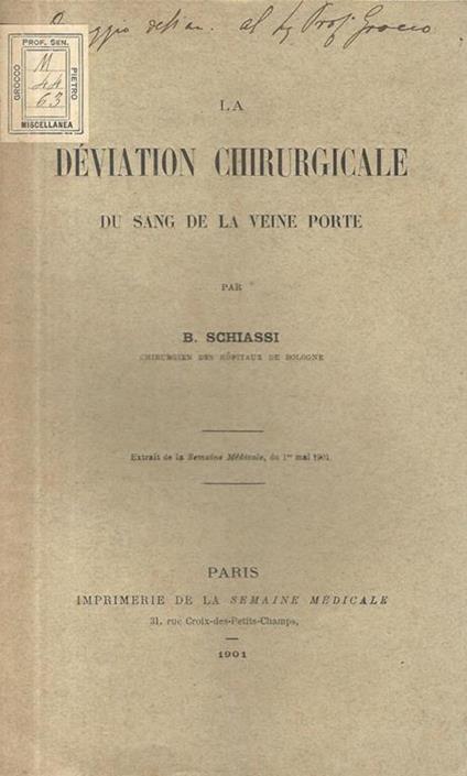 La déviation chirurgicale du sang de la veine porte - copertina