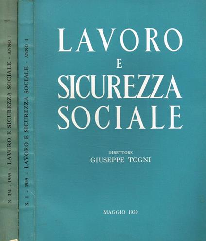 Lavoro e sicurezza sociale n.1, 3/4 anno I. Rivista bimestrale della confederazione italiana dirigenti d'azienda - Giuseppe Togni - copertina