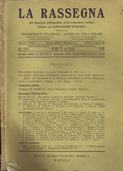 La Rassegna (Vol. n. 4) - copertina