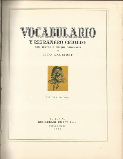 Vocabulario y refranero criollo - copertina