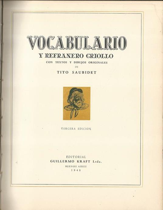 Vocabulario y refranero criollo - copertina