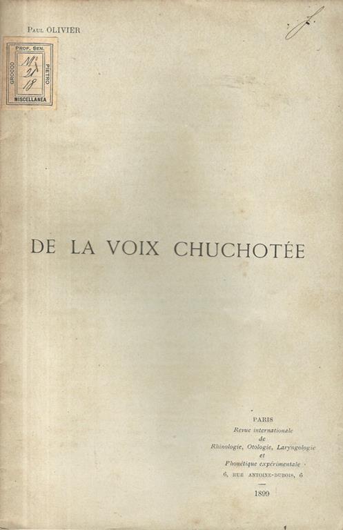 De la voix chuchotée - copertina