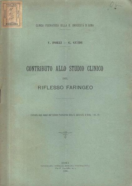 Contributo alla studio clinico del riflesso faringeo - copertina